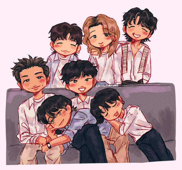 Tannies :-) (BTS) | Chibi-ish Shaded Sketch, Half-Body x7 | 2026/06/05