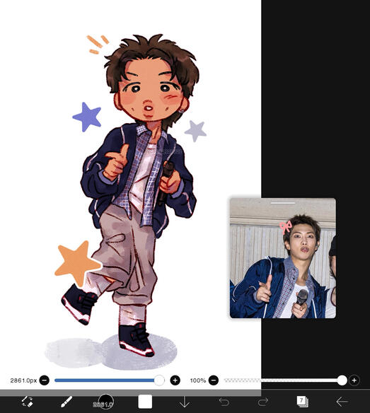 RM (BTS) | Chibi-ish Shaded Sketch, Full Body | 2026/06/20