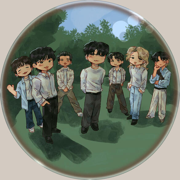 OT7!!! (BTS) | Chibi-ish Shaded Sketch, Full Body x7 | 2026/06/12